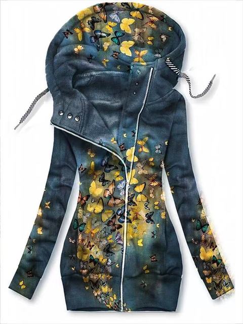 Kvinnors Butterfly Art Cardigan Sweatshirt
