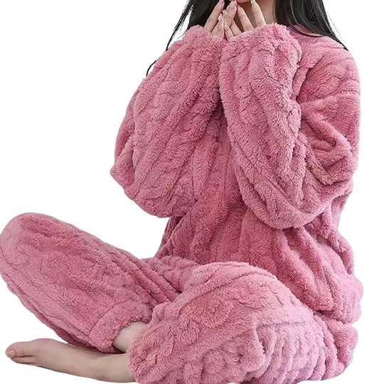 Pyjamasset i varm fleece för kvinnor