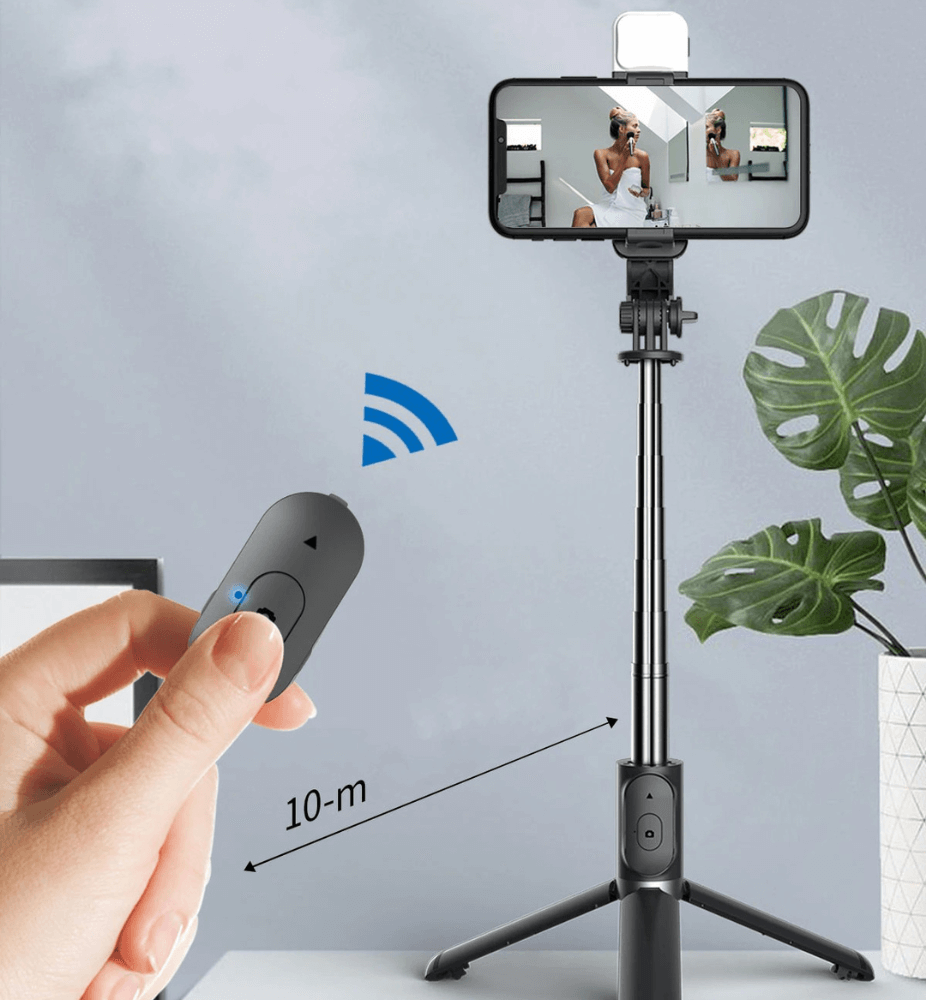 Upplyst Bluetooth Selfiepinne Stativ