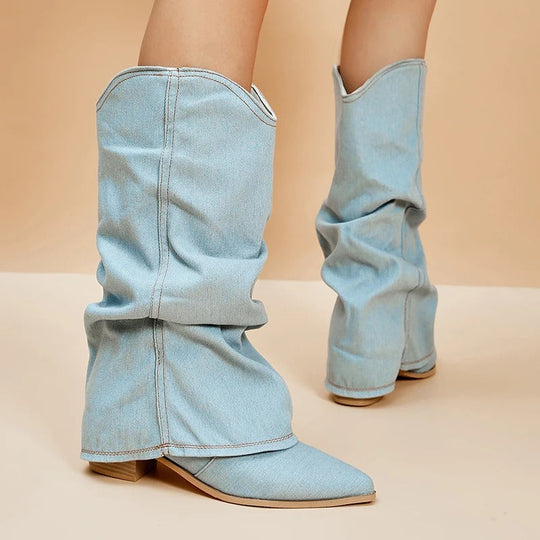 Blockklackar Damstövlar i jeans