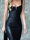 Svart bodycon läderklänning