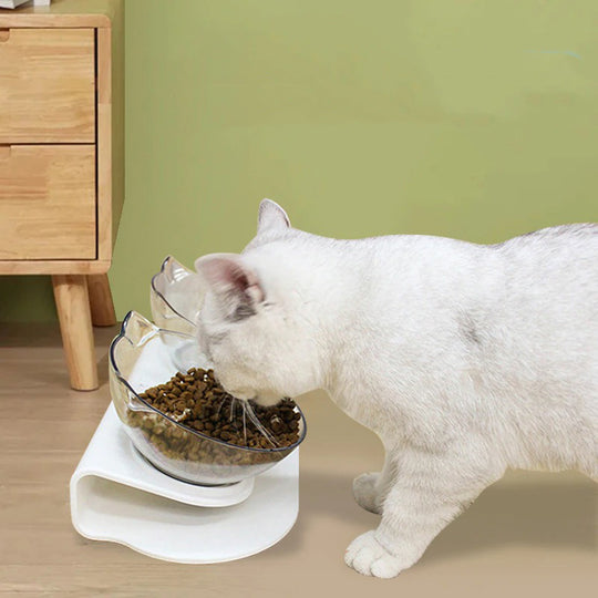 Lutande matskål för katt