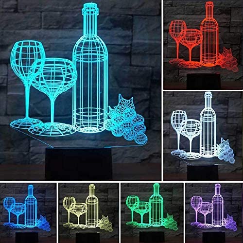 Vin och glas 3D Illusion Light