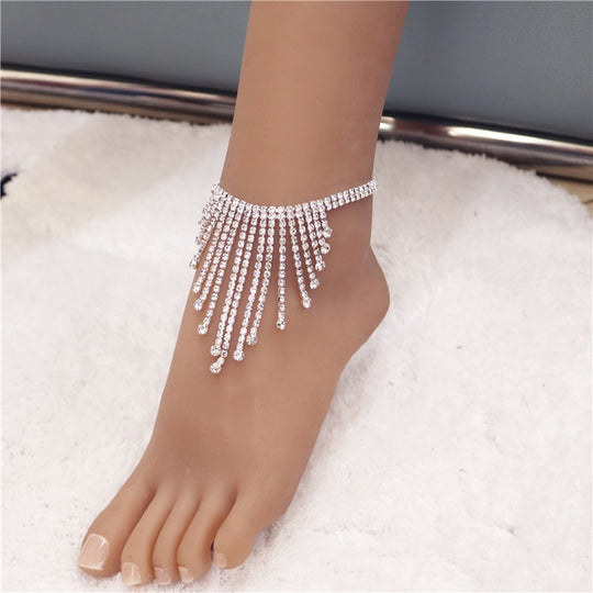 Kvinnors strass Tassel Anklet