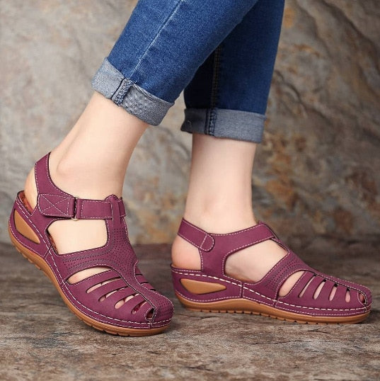 Retro ortopediska sandaler i läder