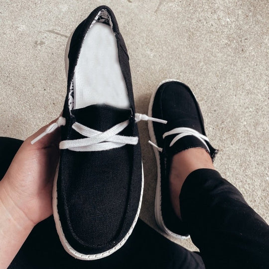 Kvinnors Canvas Lace-Up Loafers